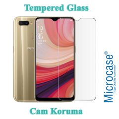 Microcase Oppo A5S Maxy Serisi Carbon Fiber Silikon Kılıf - Siyah + Tempered Glass Cam Koruma