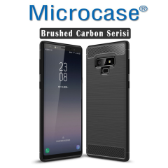 Microcase Galaxy Note 9 Brushed Carbon Fiber Silikon Kılıf Siyah