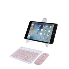 Microcase Apple iPad 8. Nesil 10.2 Tablet için Tablet Çanta + Bluetooth Klavye + Mouse + Tablet Standı Pembe- AL4233 Taslak