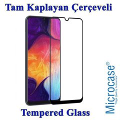 Samsung Galaxy A20e Tam Kaplayan Çerçeveli Tempered Cam - Siyah
