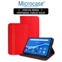 Microcase Lenovo M10 FHD Plus 10.3'' TB-X606 Delüx Serisi Universal Standlı Deri Kılıf - Kırmızı + Ekran Koruma Filmi