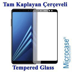 Galaxy A8 Plus 2018 Tam Kaplayan Çerçeveli Tempered Koruma-SİYAH