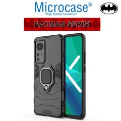 Microcase Xiaomi Mi 12 Lite Batman Serisi Yüzük Standlı Armor Kılıf - Siyah
