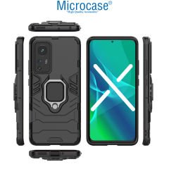 Microcase Xiaomi Mi 12 Lite Batman Serisi Yüzük Standlı Armor Kılıf - Siyah