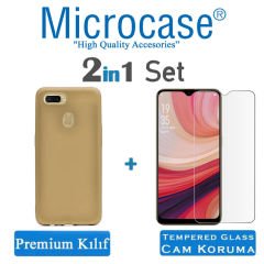 Microcase Oppo A5S Premium Matte Silikon Kılıf + Tempered Glass Cam Koruma (SEÇ)