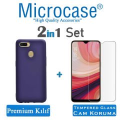 Microcase Oppo A5S Premium Matte Silikon Kılıf + Tempered Glass Cam Koruma (SEÇ)