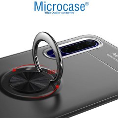 Microcase Xiaomi Mi A3 - Mi CC9e Focus Serisi Yüzük Standlı Silikon Kılıf - Siyah