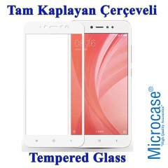 Redmi Note 5A Prime Tam Kaplayan Çerçeveli Tempered Koruma-BEYAZ