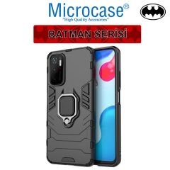 Microcase Xiaomi Redmi Note 11 SE Batman Serisi Yüzük Standlı Armor Kılıf - Siyah
