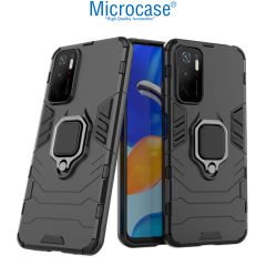 Microcase Xiaomi Redmi Note 11 SE Batman Serisi Yüzük Standlı Armor Kılıf - Siyah