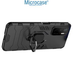 Microcase Xiaomi Redmi Note 11 SE Batman Serisi Yüzük Standlı Armor Kılıf - Siyah
