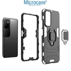 Microcase Xiaomi Redmi Note 11 SE Batman Serisi Yüzük Standlı Armor Kılıf - Siyah