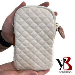 YB Collection Kapitone Deri Kumaş Zincir Boyun Askılıklı Telefon Çantası Cüzdan Lila AL3943