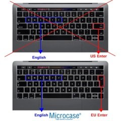 Microcase Macbook Pro 13 2020 A2251 - A2289 Silikon Klavye Koruması EU Türkçe Şeffaf