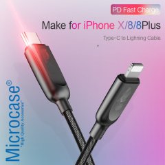 Microcase Type-C to Apple Lightning DataŞarj ve VeriAktarım Kablo