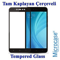 Redmi Note 5A Prime Tam Kaplayan Çerçeveli Tempered Koruma-SİYAH