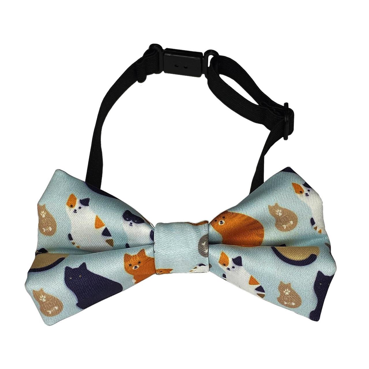 Microcase Kedi Köpek Papyon Lastik Kayışlı Plastik Klipsli Tasma - Kedi Baskılı AL2799