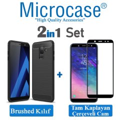 Samsung Galaxy A9 Star Lite Brushed Kılıf + Tam Kaplar Cam