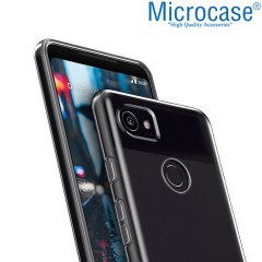 Microcase Google Pixel 3A Ultra İnce 0.2 mm Soft Silikon Kılıf + Tam Kaplayan Çerçeveli Cam
