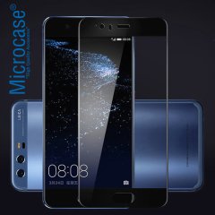 Huawei P10 Tam Kaplayan Çerçeveli Tempered Ekran Koruyucu-SİYAH