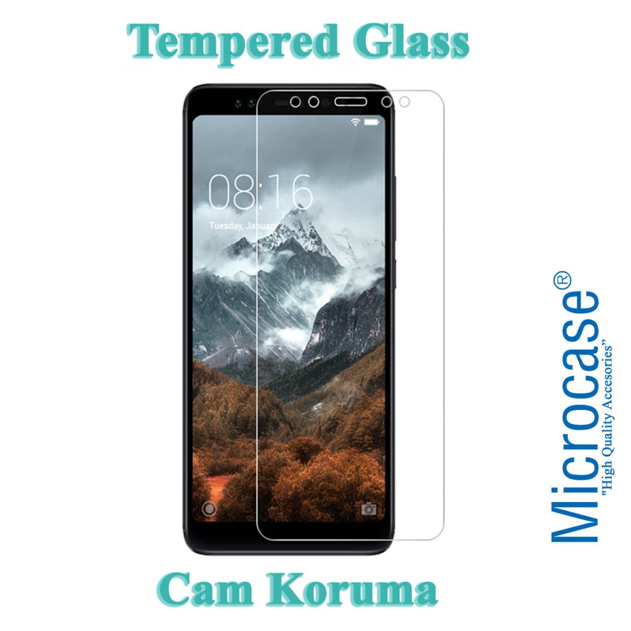 Microcase Xiaomi Mi 8 Pro Tempered Glass Cam Ekran Koruyucu