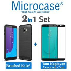 Samsung Galaxy J6 Plus Brushed Kılıf + Tam Kaplayan Cam