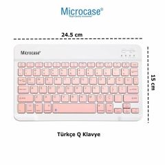 Microcase ipad pro 11 Uyumlu Tablet Çanta+Türkçe Bluetooth Klavye +Mouse+Tablet Standı - Pembe AL8127