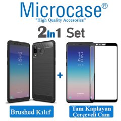 Samsung Galaxy A9 Star Brushed Kılıf + Tam Kaplayan Cam