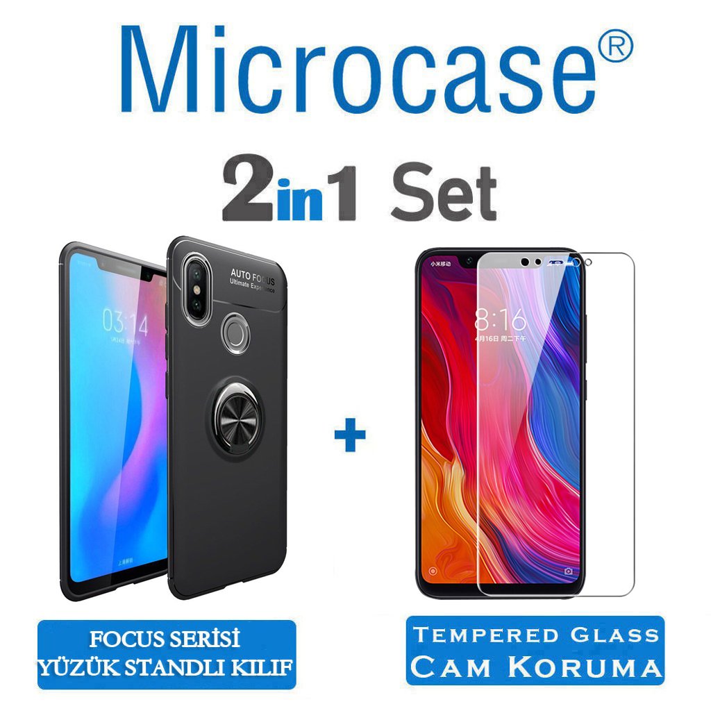 Xiaomi Mi 8 SE Focus Yüzük Standlı Kılıf + CAM (SEÇİN)