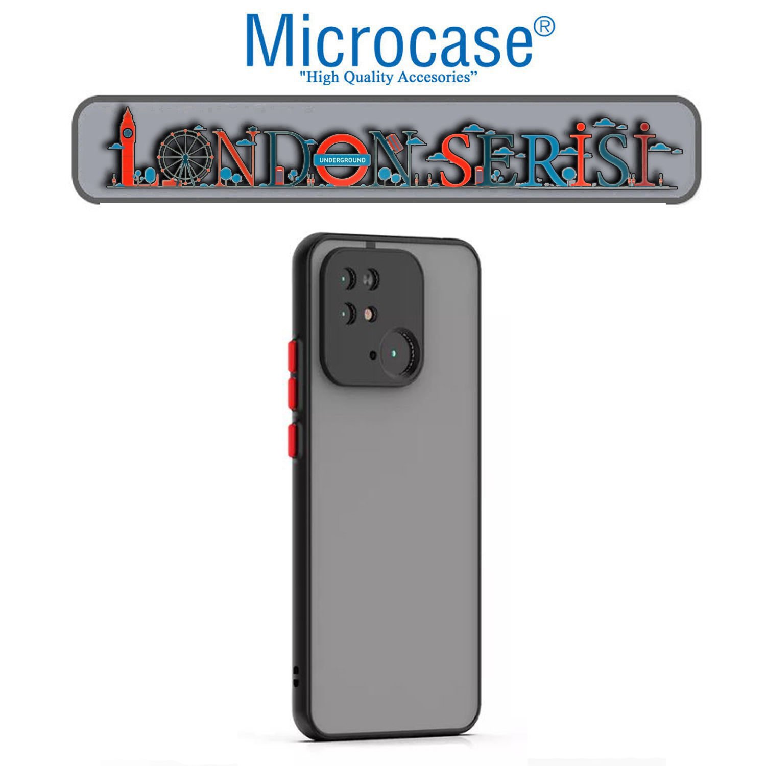 Microcase Xiaomi Poco C40 London Serisi Darbeye Dayanıklı Kılıf - Buzlu Siyah