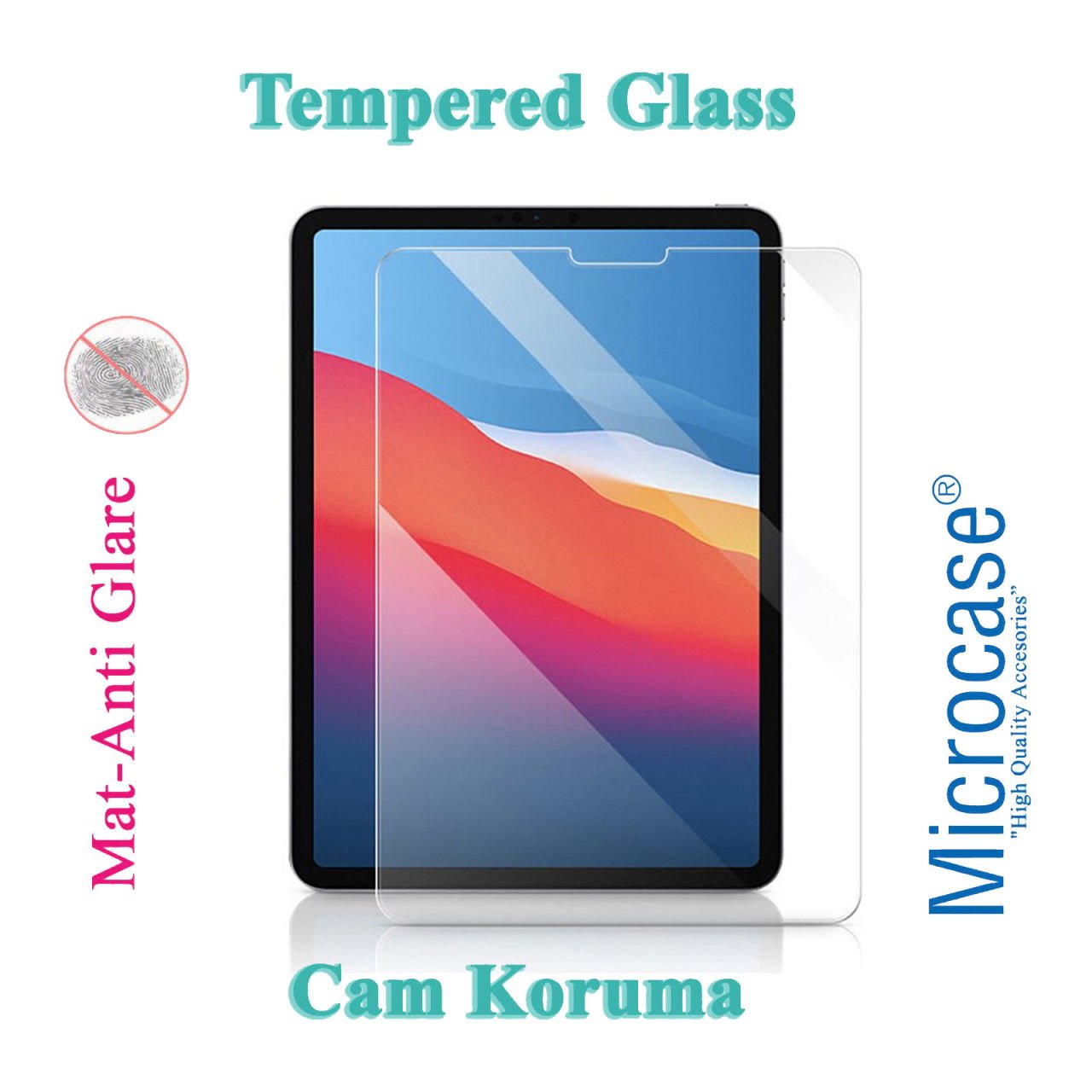 Microcase iPad Pro 11 2021 Tempered Glass Cam Koruma - MAT