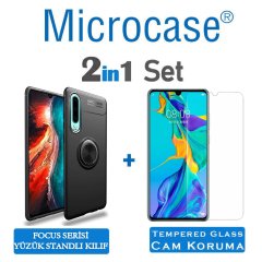Huawei P30 Focus Yüzük Standlı Kılıf + CAM (SEÇİN)