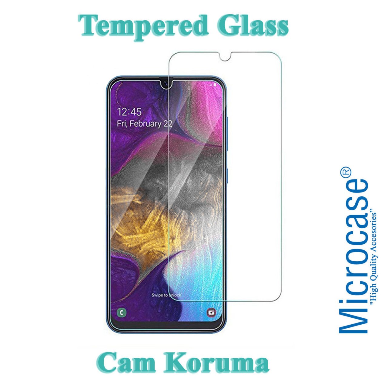 Microcase Samsung Galaxy A20e Tempered Glass Cam Ekran Koruma