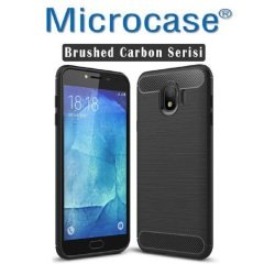 Samsung Galaxy J4 Brushed Silikon Kılıf + Tam Kaplayan Cam