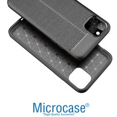 Microcase iPhone 11 Pro Leather Tpu Silikon Kılıf - Siyah + Tempered Glass Cam Koruma