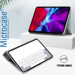 Microcase iPad Pro 12.9 2020 - 2018 Delüx Leather Seri Arkası Şeffaf Standlı Kılıf Siyah