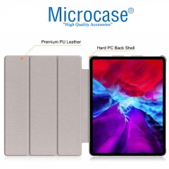 Microcase iPad Pro 12.9 2020 - 2018 Delüx Leather Seri Arkası Şeffaf Standlı Kılıf Siyah