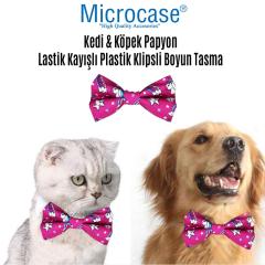 Microcase Kedi Köpek Papyon Lastik Kayışlı Plastik Klipsli Tasma - Yıldız Baskılı AL2807