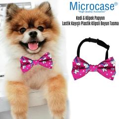 Microcase Kedi Köpek Papyon Lastik Kayışlı Plastik Klipsli Tasma - Yıldız Baskılı AL2807