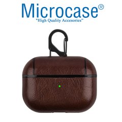 Microcase Airpods Pro Kulaklık ve Şarj Ünitesi için Deri Kılıf - Koyu Kahverengi