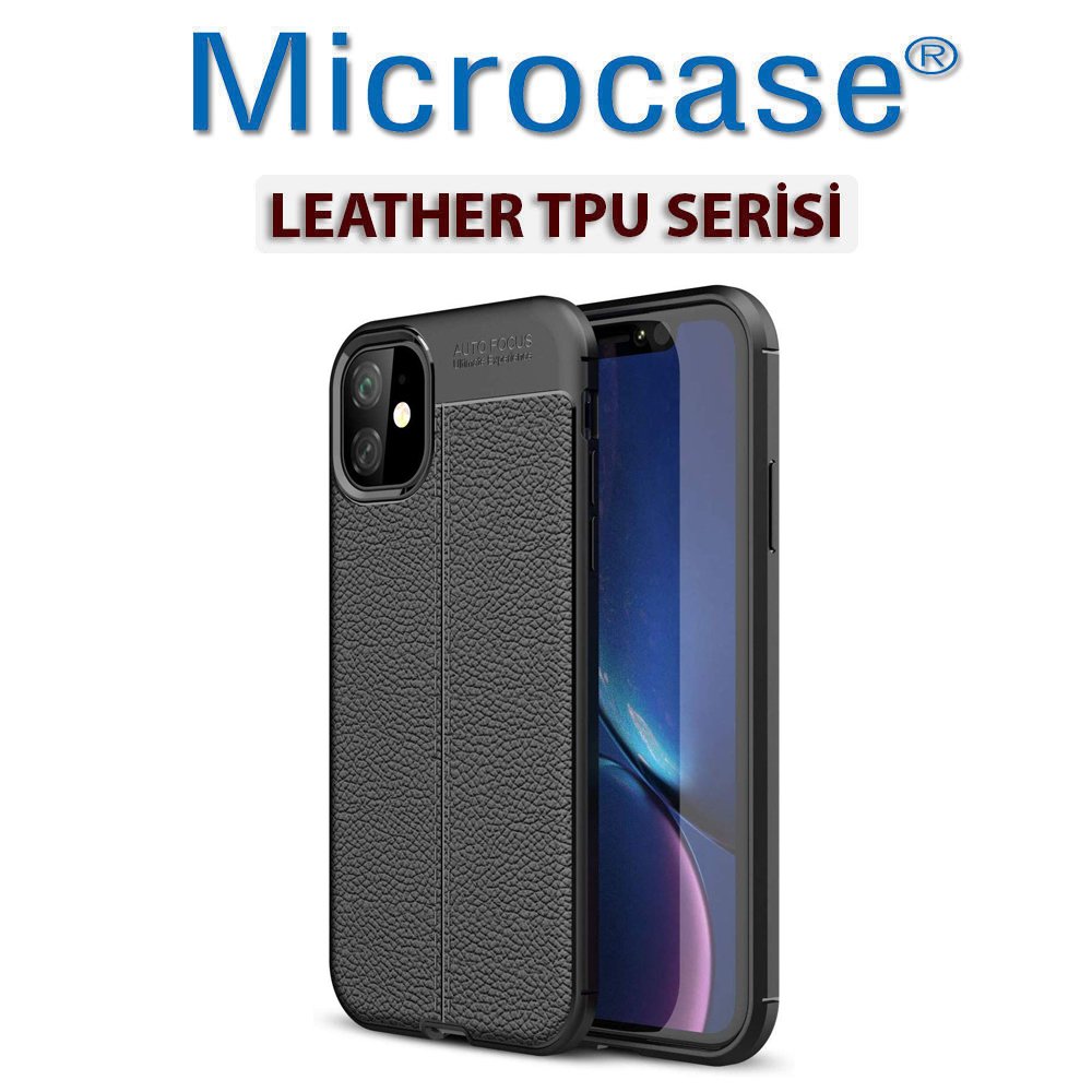 Microcase iPhone 11 Leather Tpu Silikon Kılıf - Siyah