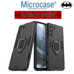 Microcase Samsung Galaxy S21 FE Batman Serisi Yüzük Standlı Armor Kılıf - Siyah