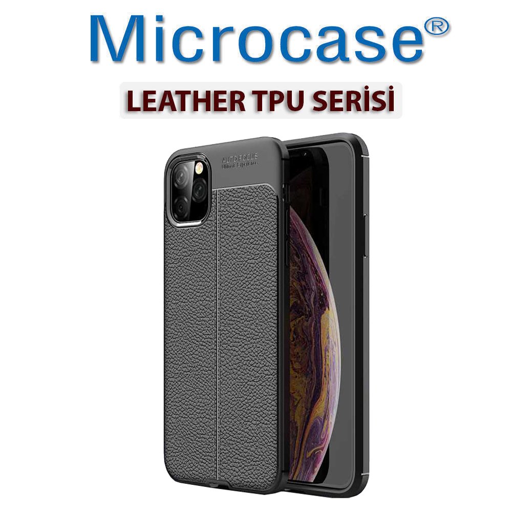 Microcase iPhone 11 Pro Leather Tpu Silikon Kılıf - Siyah