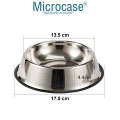 Microcase 2 Adet 17 cm 250 ml Kedi Köpek Metal Mama ve Su Kabı - AL3118