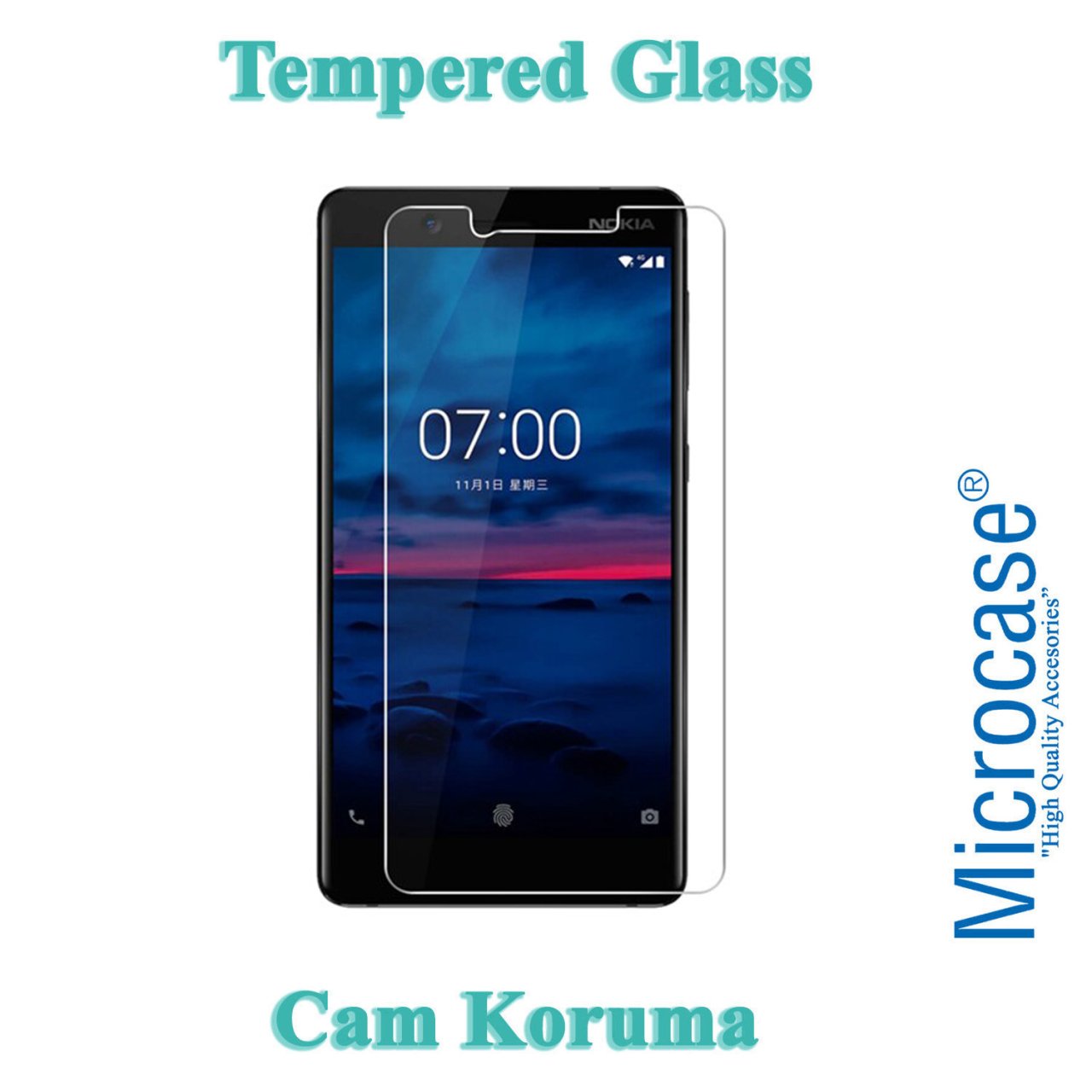 Microcase Nokia 1 Plus Tempered Glass Cam Ekran Koruma
