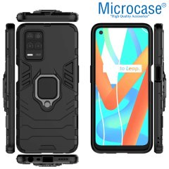 Microcase Realme 8 Pro Batman Serisi Yüzük Standlı Armor Kılıf - Siyah