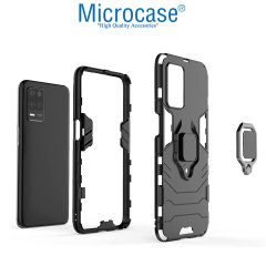 Microcase Realme 8 Pro Batman Serisi Yüzük Standlı Armor Kılıf - Siyah