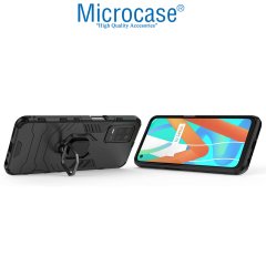 Microcase Realme 8 Pro Batman Serisi Yüzük Standlı Armor Kılıf - Siyah
