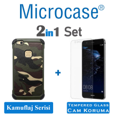 Microcase Huawei P10 Lite Kamuflaj Serisi Armor Koruma Kılıf +CAM