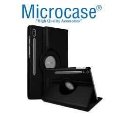 Microcase Samsung Galaxy Tab S7 SM-T870 360 Derece Döner Standlı Deri Kılıf Siyah